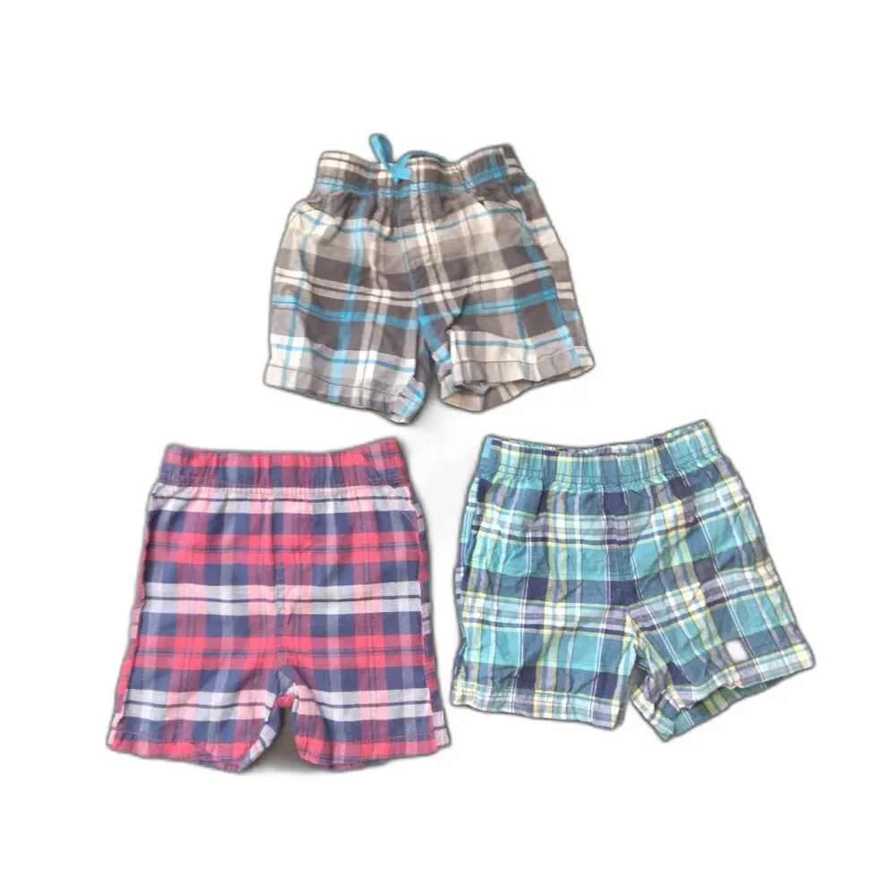 Carter's and Swiggles 12 months plaid shorts bundle lot of 3